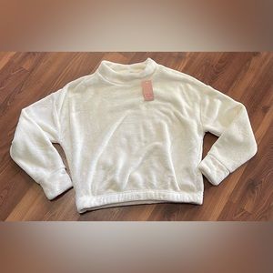 Cozie By Pink Rose Womens Small Long Sleeve Crop Top‎ Pullover Off White NEW